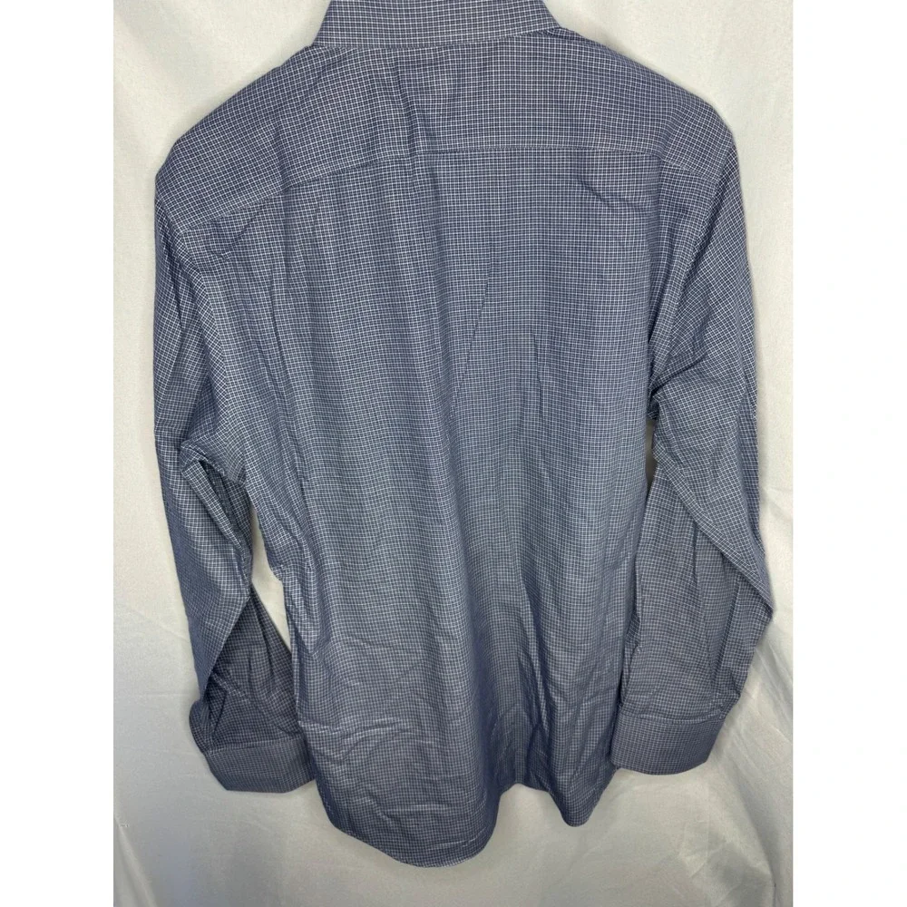 Banana Republic Mens Non-Iron Tailored Slim Fit Shirt Blue Houndstooth Medium